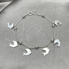 Sterling Silver Charm Bracelet, Dolphin and Rolo Design, Polished, Silver Finish, 03.395.0010.07