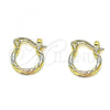 Oro Laminado Small Hoop, Gold Filled Style Diamond Cutting Finish, Tricolor, 02.96.0084.2.12