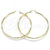 Oro Laminado Extra Large Hoop, Gold Filled Style Diamond Cutting Finish, Tricolor, 02.213.0244.70