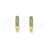 Oro Laminado Huggie Hoop, Gold Filled Style with Aqua Blue Micro Pave, Polished, Golden Finish, 02.195.0110.8.10