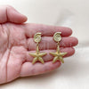 Oro Laminado Dangle Earring, Gold Filled Style Star Design, Matte Finish, Golden Finish, 02.282.0066