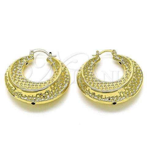 Oro Laminado Medium Hoop, Gold Filled Style Hollow Design, Diamond Cutting Finish, Golden Finish, 02.196.0108.40