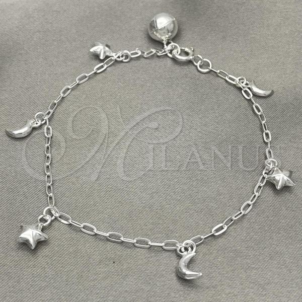 Sterling Silver Charm Bracelet, Dolphin Design, Polished, Silver Finish, 03.409.0018.07