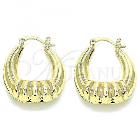 Oro Laminado Small Hoop, Gold Filled Style Hollow Design, Polished, Golden Finish, 02.163.0128.25