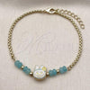Oro Laminado Fancy Bracelet, Gold Filled Style with Turquoise Crystal, Turquoise Enamel Finish, Golden Finish, 03.213.0391.1.07
