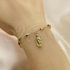 Oro Laminado Bracelet Rosary, Gold Filled Style Guadalupe Design, Polished, Tricolor, 03.351.0021.08
