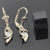 Oro Laminado Dangle Earring, Gold Filled Style Fish Design, with White Cubic Zirconia, Polished, Golden Finish, 5.029.014