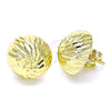 Oro Laminado Stud Earring, Gold Filled Style Diamond Cutting Finish, Golden Finish, 02.100.0055.3