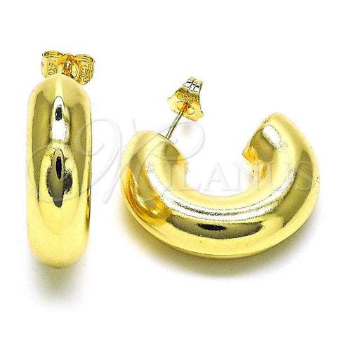 Oro Laminado Stud Earring, Gold Filled Style Hollow Design, Polished, Golden Finish, 02.163.0160.30