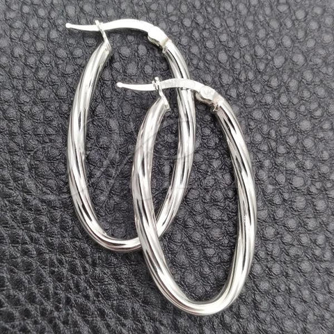 Sterling Silver Medium Hoop, Diamond Cutting Finish, Silver Finish, 02.389.0102.30
