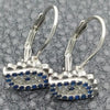 Sterling Silver Leverback Earring, Evil Eye Design, with White and Sapphire Blue Cubic Zirconia, Polished, Rhodium Finish, 02.398.0002