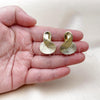 Oro Laminado Stud Earring, Gold Filled Style Infinite and Shell Design, Diamond Cutting Finish, Golden Finish, 02.156.0713