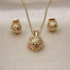 Oro Laminado Earring and Pendant Adult Set, Gold Filled Style Ball and Twist Design, Polished, Golden Finish, 10.342.0176