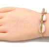 Oro Laminado Fancy Bracelet, Gold Filled Style Shell Design, Pink Enamel Finish, Golden Finish, 03.63.2092.1.08