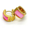 Stainless Steel Huggie Hoop, with Ruby Opal, Polished, Golden Finish, 02.230.0009.19