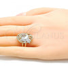 Oro Laminado Elegant Ring, Gold Filled Style Bird and Flower Design, Polished, Tricolor, 01.351.0012.08 (Size 8)