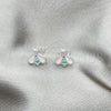 Sterling Silver Stud Earring, Bee Design, White Enamel Finish, Silver Finish, 02.406.0006.01