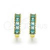 Oro Laminado Huggie Hoop, Gold Filled Style with Blue Topaz Cubic Zirconia, Polished, Golden Finish, 02.210.0105.14.15