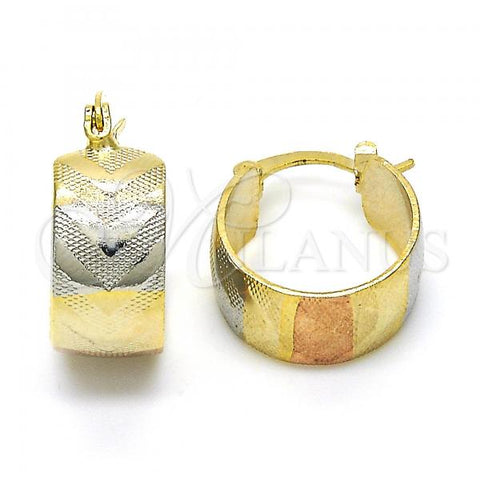 Oro Laminado Small Hoop, Gold Filled Style Polished, Tricolor, 02.163.0043.1.15