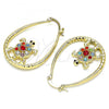 Oro Laminado Medium Hoop, Gold Filled Style Turtle Design, with Multicolor Crystal, Diamond Cutting Finish, Golden Finish, 02.380.0061.1.30