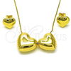 Oro Laminado Necklace and Earring, Gold Filled Style Chunky and Box Design, Polished, Golden Finish, 06.417.0012
