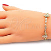 Oro Laminado Fancy Bracelet, Gold Filled Style Turtle Design, Polished, Tricolor, 03.253.0069.08