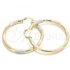 Oro Laminado Medium Hoop, Gold Filled Style Hollow Design, Polished, Tricolor, 02.170.0262.1.50