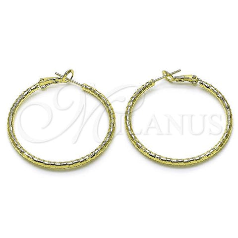 Oro Laminado Medium Hoop, Gold Filled Style Diamond Cutting Finish, Golden Finish, 02.213.0815.40