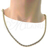 Oro Laminado Basic Necklace, Gold Filled Style Rope Design, Polished, Golden Finish, 5.222.033.28