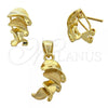 Oro Laminado Earring and Pendant Adult Set, Gold Filled Style Polished, Golden Finish, 10.59.0124