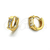 Oro Laminado Huggie Hoop, Gold Filled Style with White Cubic Zirconia, Polished, Golden Finish, 5.132.031