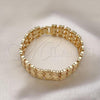 Oro Laminado Solid Bracelet, Gold Filled Style Heart Design, Polished, Golden Finish, 03.100.0074.08