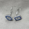 Sterling Silver Leverback Earring, Evil Eye Design, with White and Sapphire Blue Cubic Zirconia, Polished, Rhodium Finish, 02.398.0002
