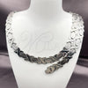 Stainless Steel Necklace and Bracelet, Hugs and Kisses and Leaf Design, Polished, Steel Finish, 06.231.0003