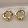 Oro Laminado Stud Earring, Gold Filled Style Chunky and Hollow Design, Matte Finish, Golden Finish, 02.213.0693
