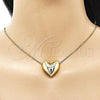 Oro Laminado Pendant Necklace, Gold Filled Style Heart Design, Polished, Golden Finish, 04.213.0312.18