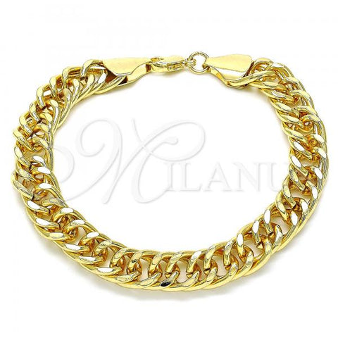 Oro Laminado Charm Bracelet, Gold Filled Style Chunky Design, Polished, Golden Finish, 03.331.0183.09