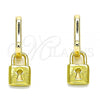 Oro Laminado Huggie Hoop, Gold Filled Style Lock Design, Polished, Golden Finish, 02.368.0028.10