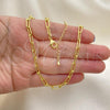 Oro Laminado Basic Necklace, Gold Filled Style Paperclip Design, Polished, Golden Finish, 03.341.0049.16