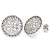 Rhodium Plated Stud Earring, with Ruby and White Micro Pave, Polished, Rhodium Finish, 02.233.0018.5