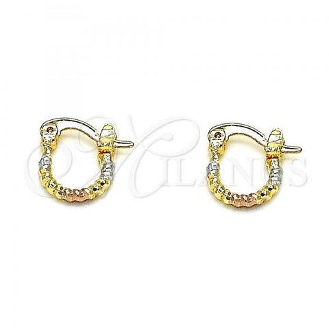 Oro Laminado Small Hoop, Gold Filled Style Diamond Cutting Finish, Tricolor, 02.96.0083.2.10