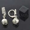 Oro Laminado Dangle Earring, Gold Filled Style Ball Design, with White Cubic Zirconia, Diamond Cutting Finish, Golden Finish, 5.093.014