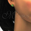 Stainless Steel Stud Earring, Flower Design, with Light Green Crystal, Polished, Golden Finish, 02.271.0020.4