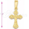 Oro Laminado Religious Pendant, Gold Filled Style Crucifix Design, Golden Finish, 5.192.028