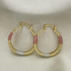 Oro Laminado Medium Hoop, Gold Filled Style Hollow Design, Diamond Cutting Finish, Tricolor, 02.213.0440.1.30