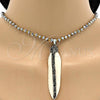 Stainless Steel Pendant Necklace, Leaf Design, with Dark Brown Crystal, Polished, Steel Finish, 04.232.0001.31