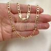 Oro Laminado Basic Necklace, Gold Filled Style Figaro Design, Polished, Golden Finish, 5.222.015.28