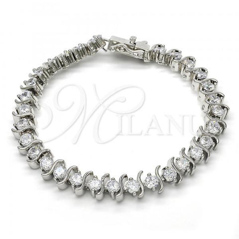 Rhodium Plated Tennis Bracelet, with White Cubic Zirconia, Polished, Rhodium Finish, 03.210.0076.4.08