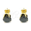 Oro Laminado Stud Earring, Gold Filled Style with Black Cubic Zirconia, Polished, Golden Finish, 5.128.021.6