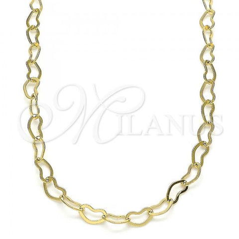 Oro Laminado Basic Necklace, Gold Filled Style Rolo and Heart Design, Polished, Golden Finish, 04.213.0224.18